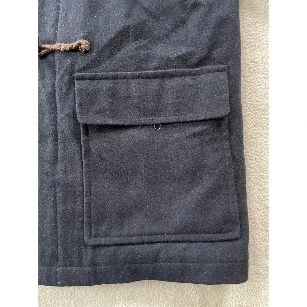 Tommy Hilfiger Duffle‎ Coat Mens Small Navy Blue Wool Blend Toggle Hooded Jacket